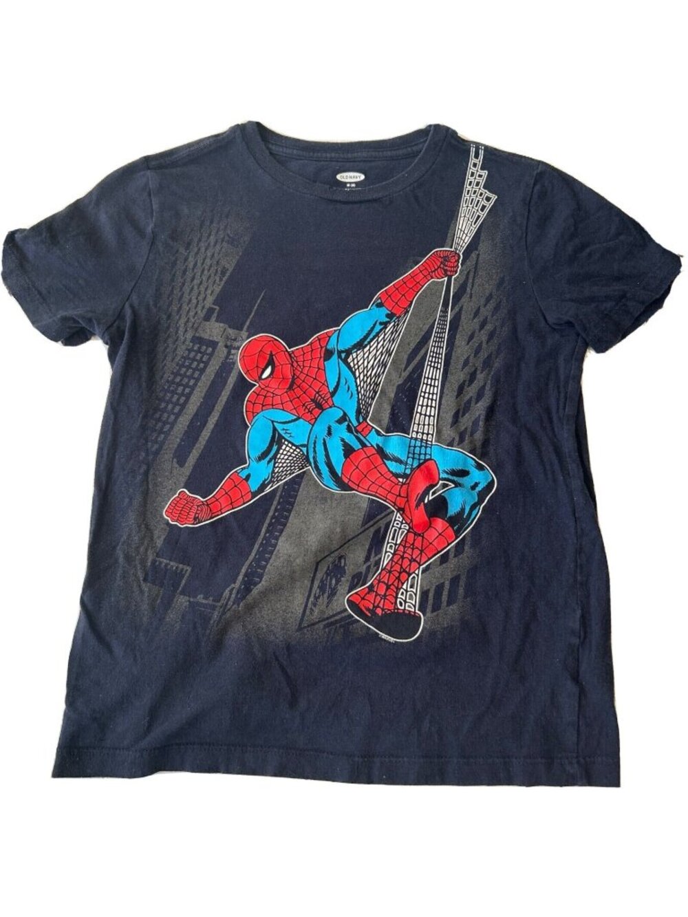 Marvel Spider-Man Old Navy Youth Size M Size 8 Black Short Sleeve T-Shirt